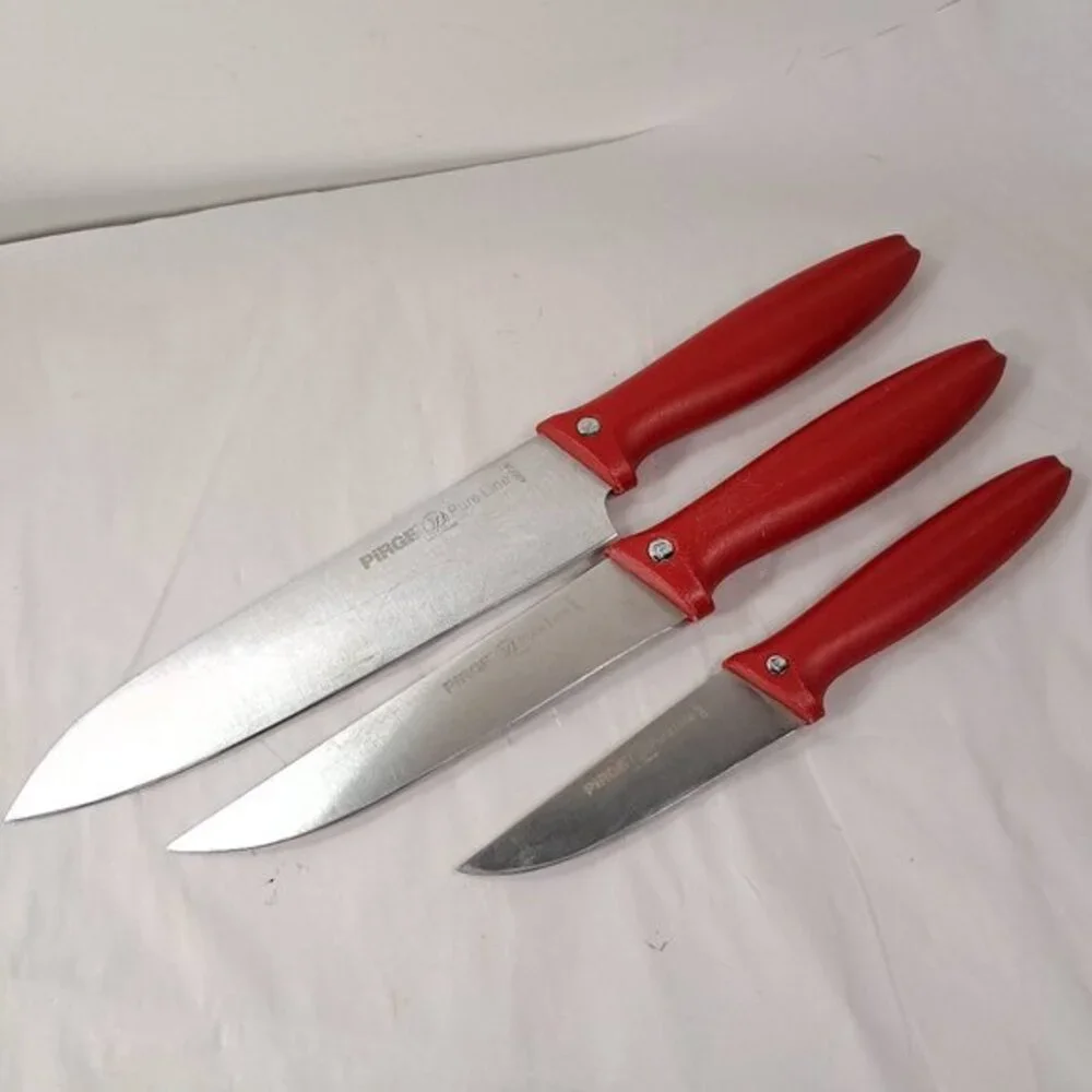 Pirge‎ Pure Line knife set 3 red made in Turkey Paring 48001 Carving Meat 48003